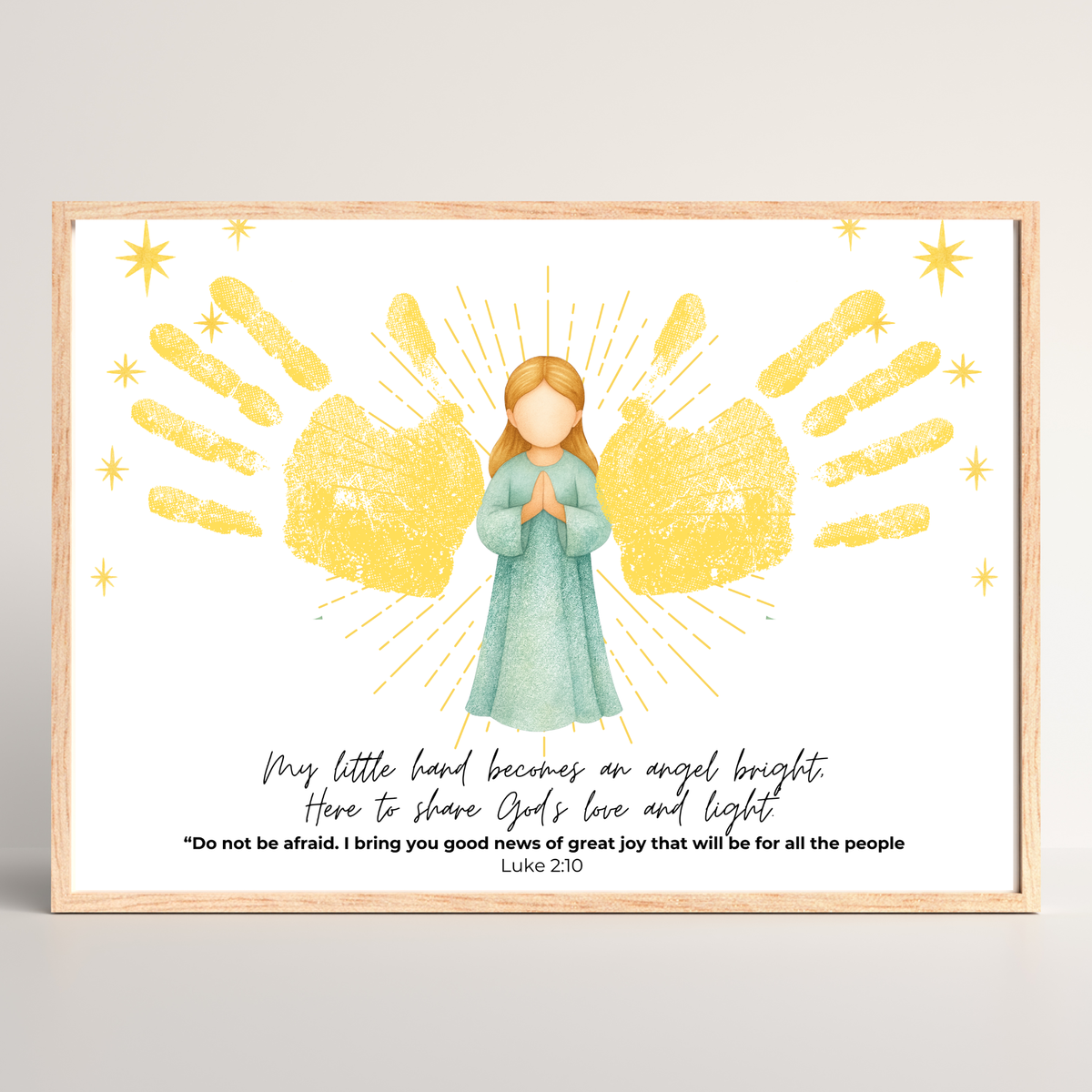Angel Wings Handprint Craft Printable | Christian Christmas Handprint Keepsake | Faith-Based Angel Craft | Sunday School Christmas Activity