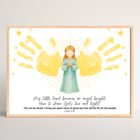 Angel Wings Handprint Craft Printable | Christian Christmas Handprint Keepsake | Faith-Based Angel Craft | Sunday School Christmas Activity