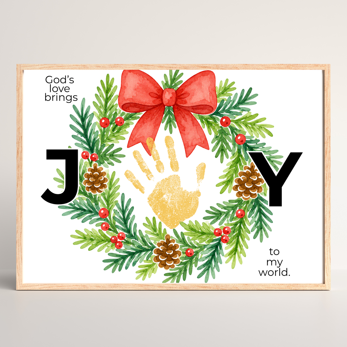 God's Love Brings Joy Handprint Craft Printable | Christian Christmas Handprint Keepsake | Faith-Based Christmas Activity | Preschool Holiday Craft