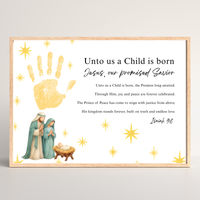 Unto Us a Child Is Born Poem Handprint Craft | Christian Christmas Printable | Isaiah 9:6 Bible Keepsake | Preschool Nativity Activity