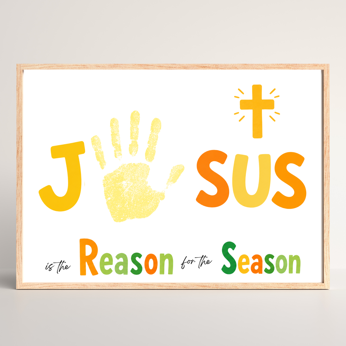 Jesus Is the Reason for the Season Handprint Craft Printable | Christian Christmas Handprint Activity | Faith-Based Christmas Keepsake | Preschool Holiday Craft