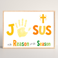 Jesus Is the Reason for the Season Handprint Craft Printable | Christian Christmas Handprint Activity | Faith-Based Christmas Keepsake | Preschool Holiday Craft