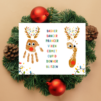 Christmas Reindeer Handprint & Footprint Craft | Reindeer Names Printable | Preschool Christmas Keepsake | Holiday Handprint Activity | Reindeer Footprint Art