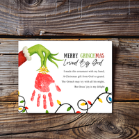 Christian Grinchmas Handprint Craft Printable | Loved by God Christmas Keepsake | Jesus Christmas Activity for Kids