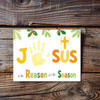 Jesus Is the Reason for the Season Handprint Craft Printable | Christian Christmas Handprint Activity | Faith-Based Christmas Keepsake | Preschool Holiday Craft