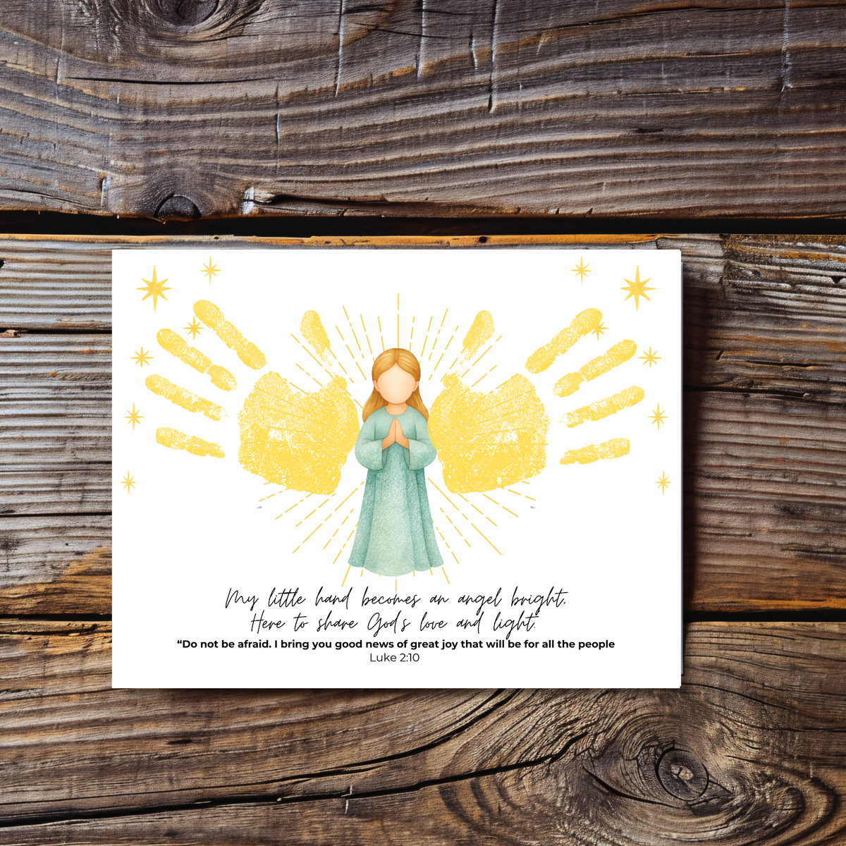 Angel Wings Handprint Craft Printable | Christian Christmas Handprint Keepsake | Faith-Based Angel Craft | Sunday School Christmas Activity