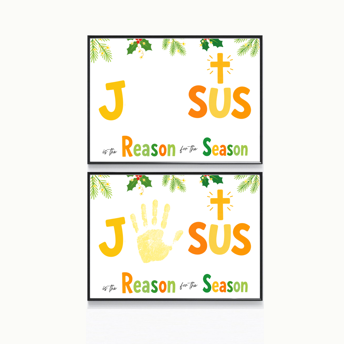 Jesus Is the Reason for the Season Handprint Craft Printable | Christian Christmas Handprint Activity | Faith-Based Christmas Keepsake | Preschool Holiday Craft