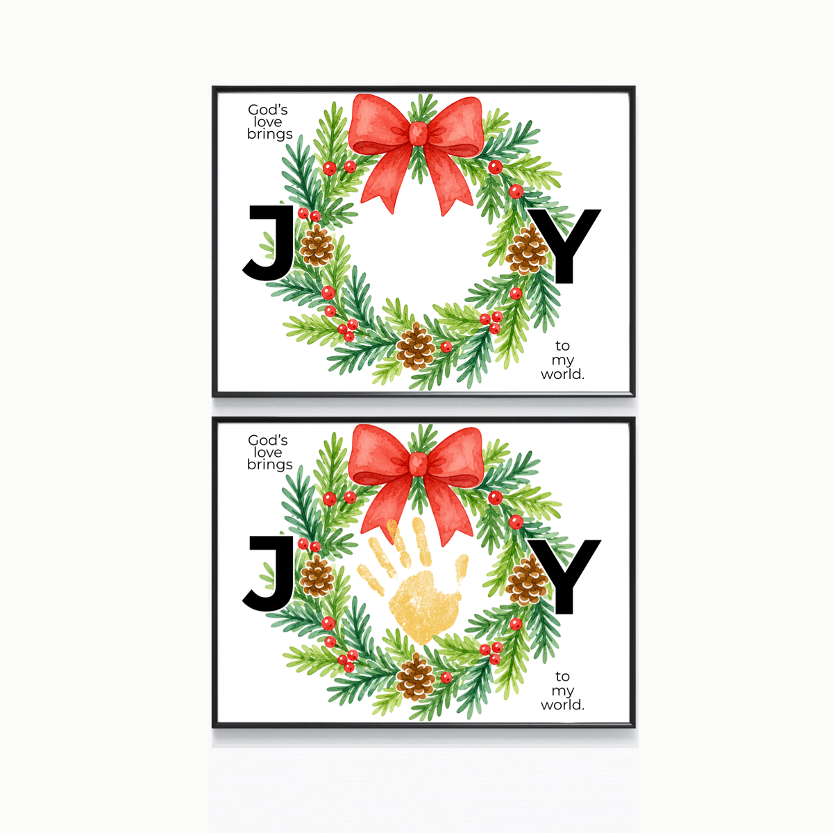 God's Love Brings Joy Handprint Craft Printable | Christian Christmas Handprint Keepsake | Faith-Based Christmas Activity | Preschool Holiday Craft