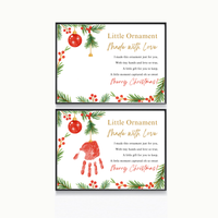 Little Ornament Made with Love Poem Handprint Craft Printable | Christmas Ornament Handprint Keepsake | Preschool Christmas Craft | Holiday Gift for Parents & Grandparents
