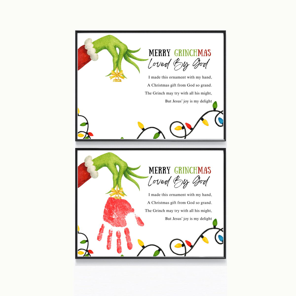 Christian Grinchmas Handprint Craft Printable | Loved by God Christmas Keepsake | Jesus Christmas Activity for Kids