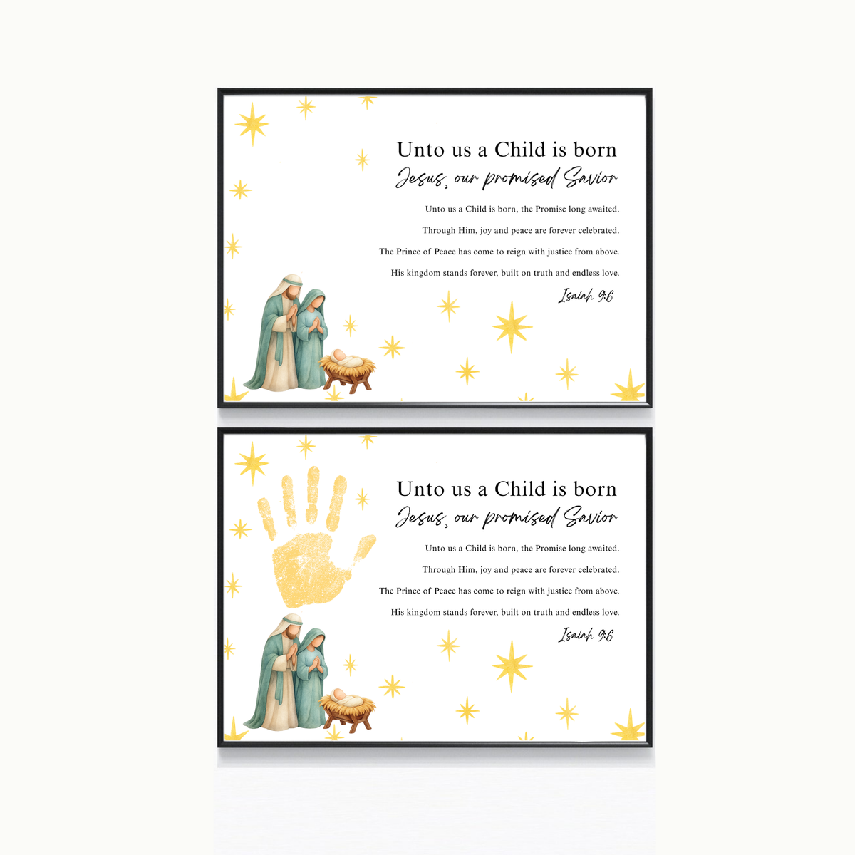 Unto Us a Child Is Born Poem Handprint Craft | Christian Christmas Printable | Isaiah 9:6 Bible Keepsake | Preschool Nativity Activity
