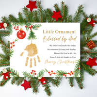 Little Ornament Blessed by God Handprint Craft Printable | Christian Christmas Ornament Poem Keepsake | Faith-Based Christmas Craft for Kids | Preschool Holiday Activity