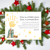 Unto Us a Child Is Born Poem Handprint Craft | Christian Christmas Printable | Isaiah 9:6 Bible Keepsake | Preschool Nativity Activity