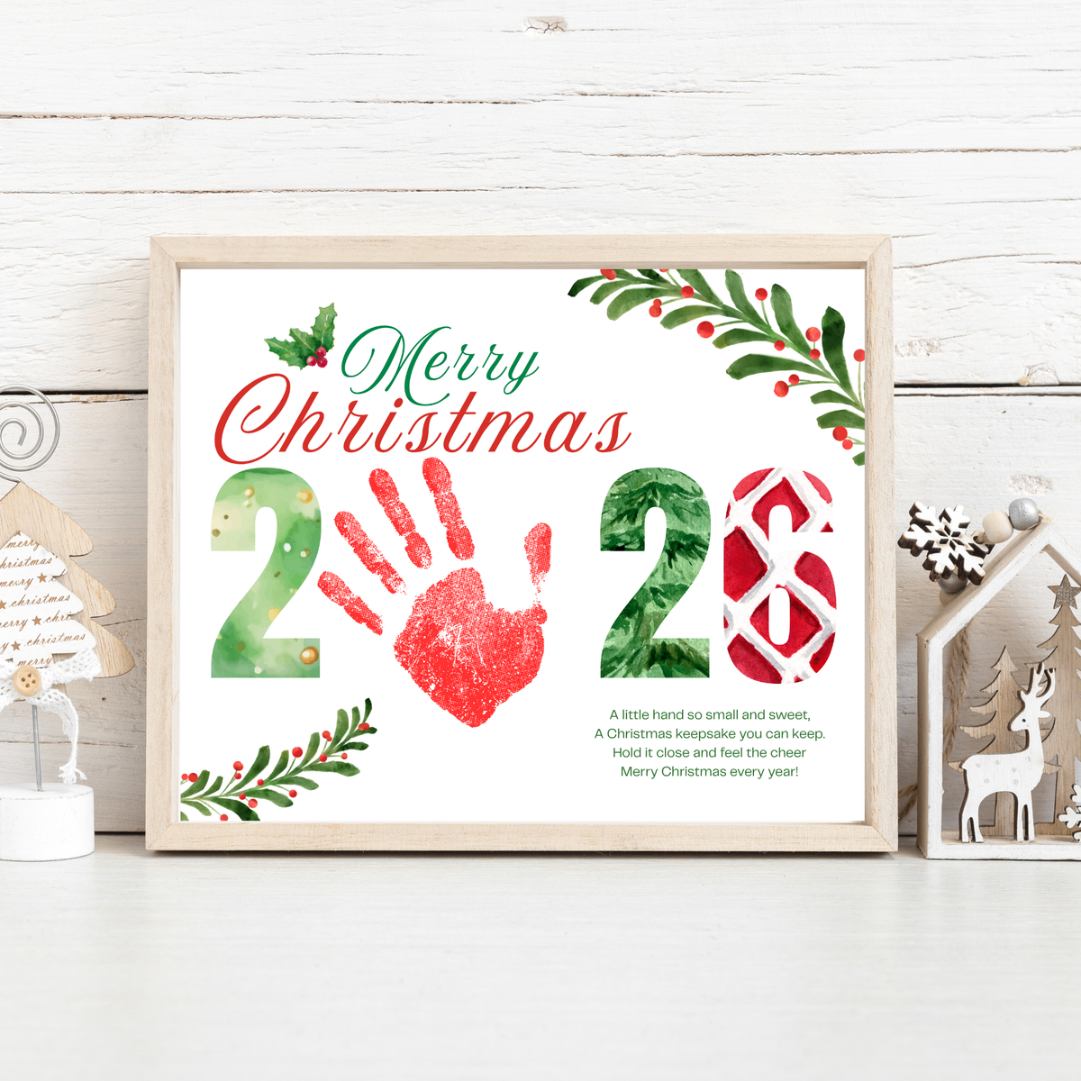 Merry Christmas 2026 Handprint Craft Printable | Christmas 2026 Keepsake | Preschool Christmas Activity | Holiday Classroom Craft | Christmas Handprint Art