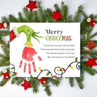 Merry Grinchmas Handprint Craft Printable | Christmas Handprint Keepsake | Grinch Christmas Activity | Preschool Holiday Craft | Kids Christmas Art
