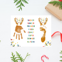 Christmas Reindeer Handprint & Footprint Craft | Reindeer Names Printable | Preschool Christmas Keepsake | Holiday Handprint Activity | Reindeer Footprint Art
