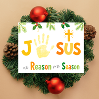 Jesus Is the Reason for the Season Handprint Craft Printable | Christian Christmas Handprint Activity | Faith-Based Christmas Keepsake | Preschool Holiday Craft