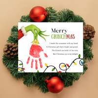 Merry Grinchmas Handprint Craft Printable | Christmas Handprint Keepsake | Grinch Christmas Activity | Preschool Holiday Craft | Kids Christmas Art