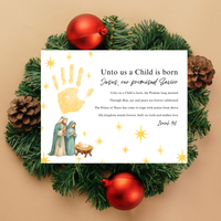 Unto Us a Child Is Born Poem Handprint Craft | Christian Christmas Printable | Isaiah 9:6 Bible Keepsake | Preschool Nativity Activity