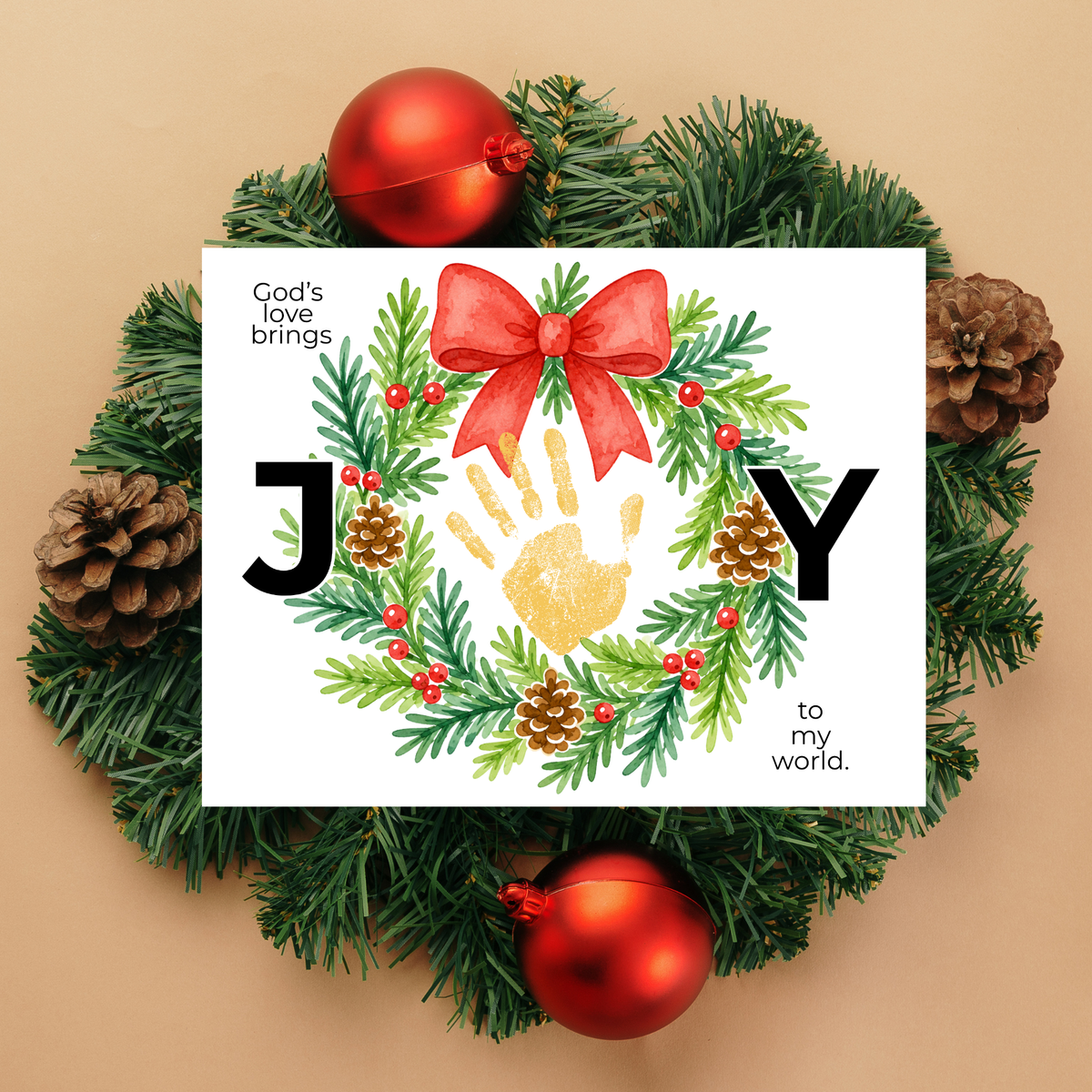 God's Love Brings Joy Handprint Craft Printable | Christian Christmas Handprint Keepsake | Faith-Based Christmas Activity | Preschool Holiday Craft