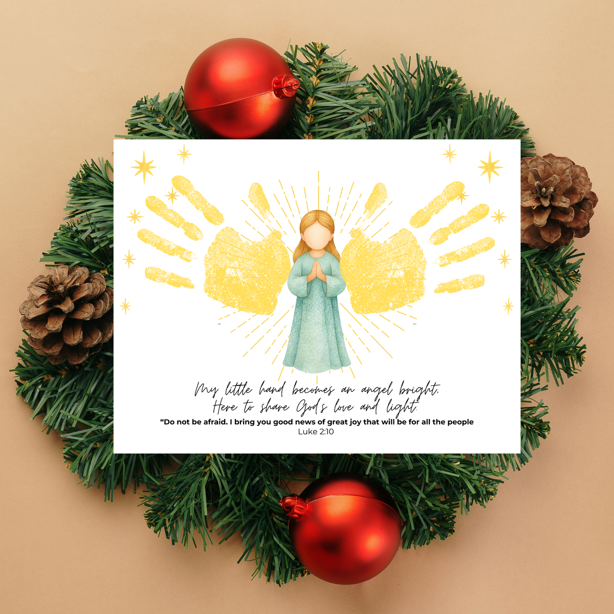 Angel Wings Handprint Craft Printable | Christian Christmas Handprint Keepsake | Faith-Based Angel Craft | Sunday School Christmas Activity
