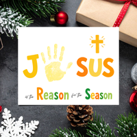 Jesus Is the Reason for the Season Handprint Craft Printable | Christian Christmas Handprint Activity | Faith-Based Christmas Keepsake | Preschool Holiday Craft