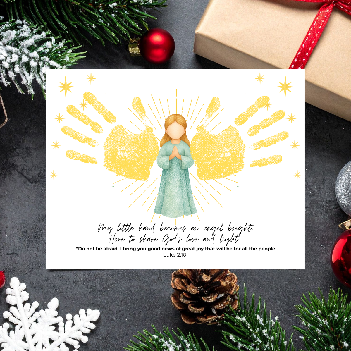Angel Wings Handprint Craft Printable | Christian Christmas Handprint Keepsake | Faith-Based Angel Craft | Sunday School Christmas Activity