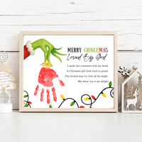 Christian Grinchmas Handprint Craft Printable | Loved by God Christmas Keepsake | Jesus Christmas Activity for Kids