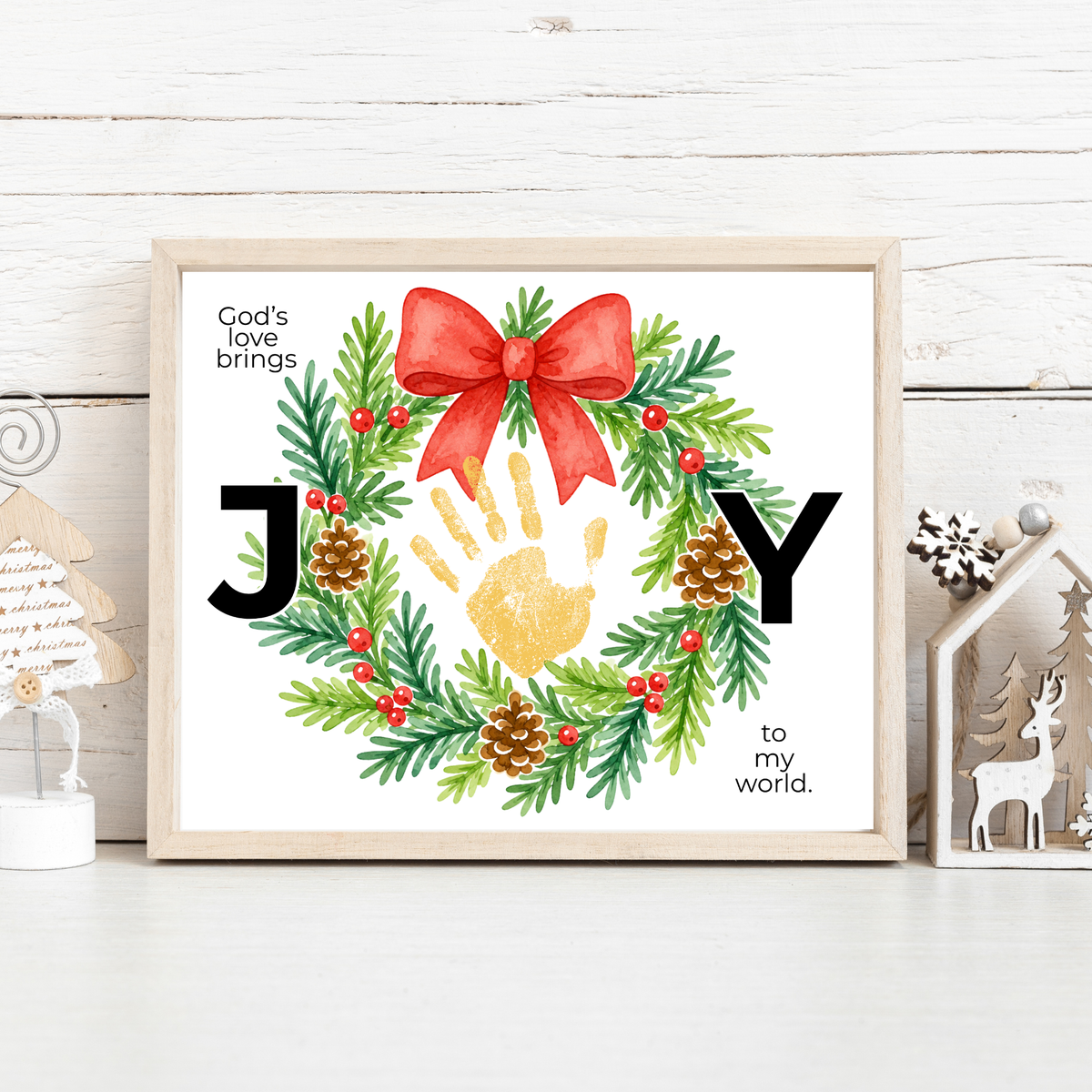 God's Love Brings Joy Handprint Craft Printable | Christian Christmas Handprint Keepsake | Faith-Based Christmas Activity | Preschool Holiday Craft