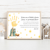 Unto Us a Child Is Born Poem Handprint Craft | Christian Christmas Printable | Isaiah 9:6 Bible Keepsake | Preschool Nativity Activity