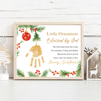 Little Ornament Blessed by God Handprint Craft Printable | Christian Christmas Ornament Poem Keepsake | Faith-Based Christmas Craft for Kids | Preschool Holiday Activity