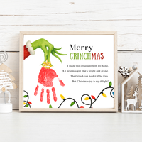 Merry Grinchmas Handprint Craft Printable | Christmas Handprint Keepsake | Grinch Christmas Activity | Preschool Holiday Craft | Kids Christmas Art