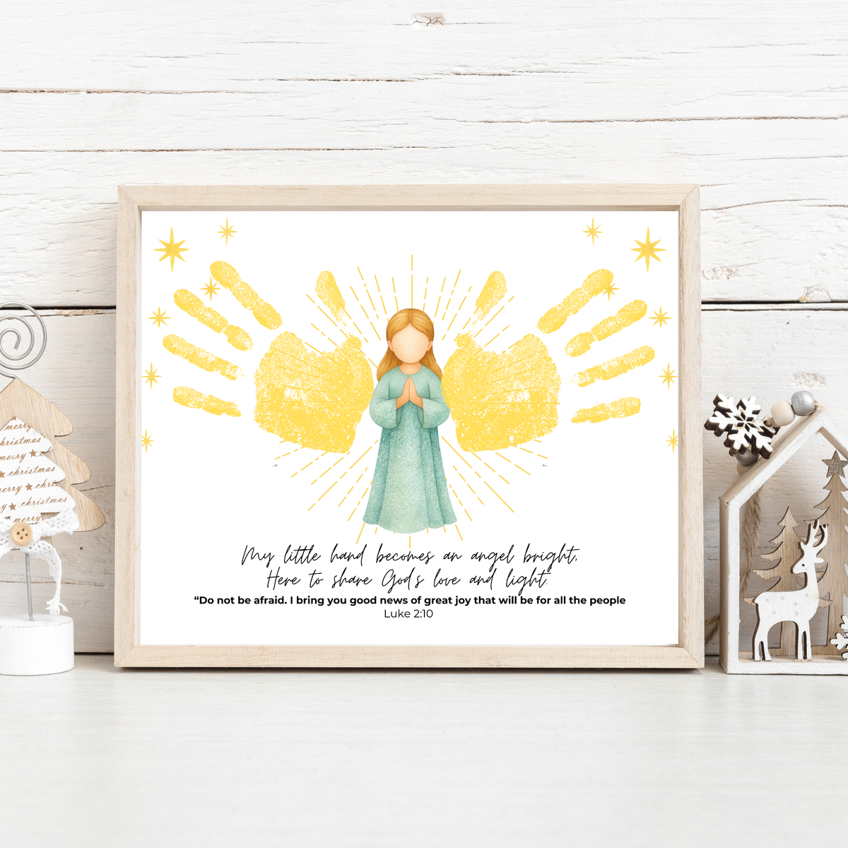 Angel Wings Handprint Craft Printable | Christian Christmas Handprint Keepsake | Faith-Based Angel Craft | Sunday School Christmas Activity
