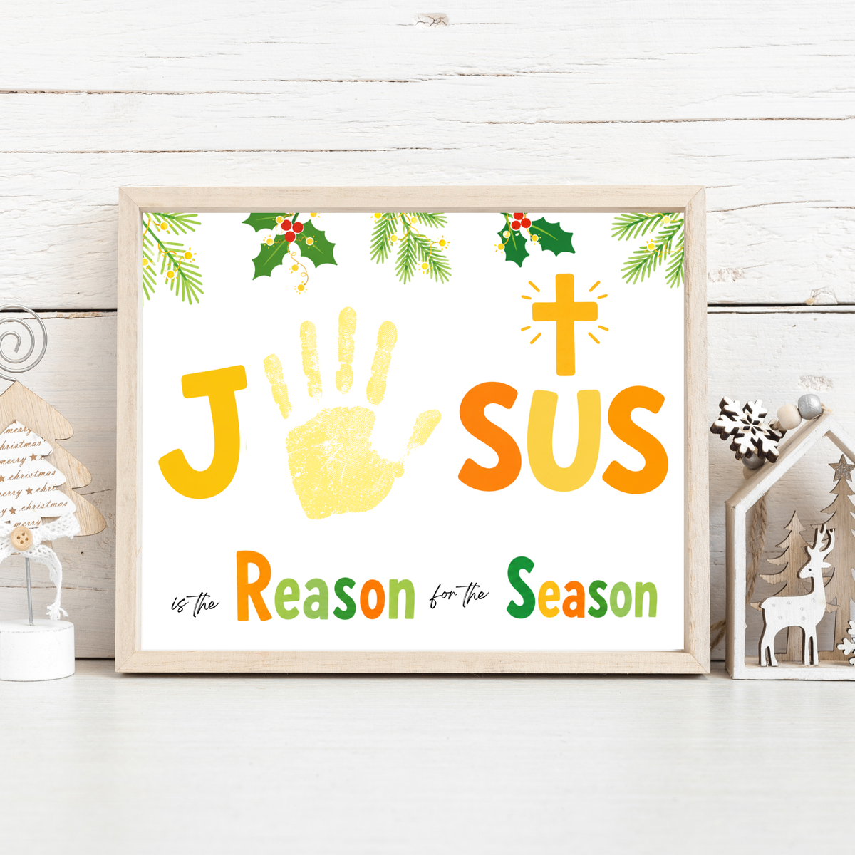 Jesus Is the Reason for the Season Handprint Craft Printable | Christian Christmas Handprint Activity | Faith-Based Christmas Keepsake | Preschool Holiday Craft