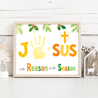 Jesus Is the Reason for the Season Handprint Craft Printable | Christian Christmas Handprint Activity | Faith-Based Christmas Keepsake | Preschool Holiday Craft