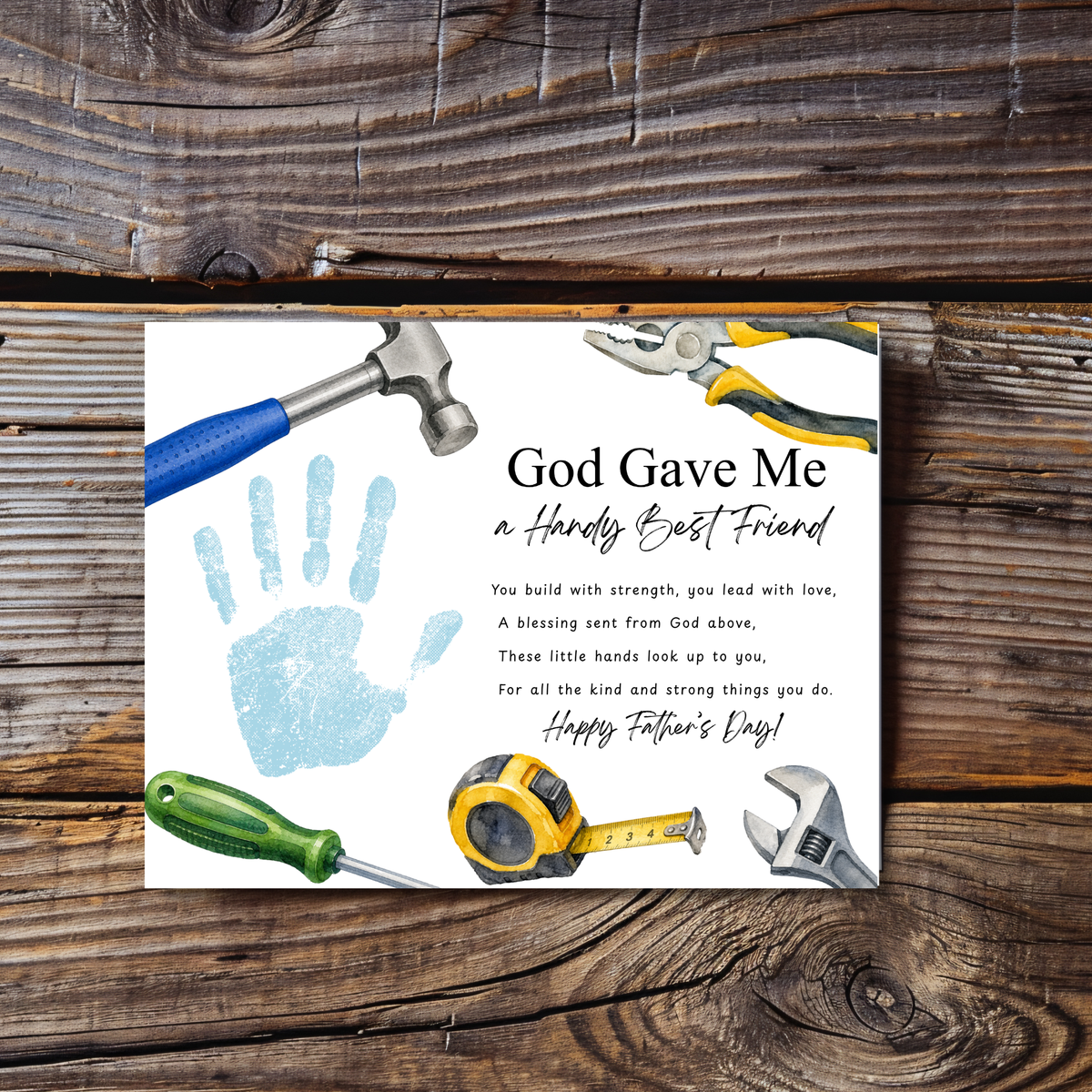 Christian Father Figure Handprint Craft Printable | God Gave Me a Handy Best Friend | Faith-Based Keepsake Gift for Dad Grandpa Uncle Mentor