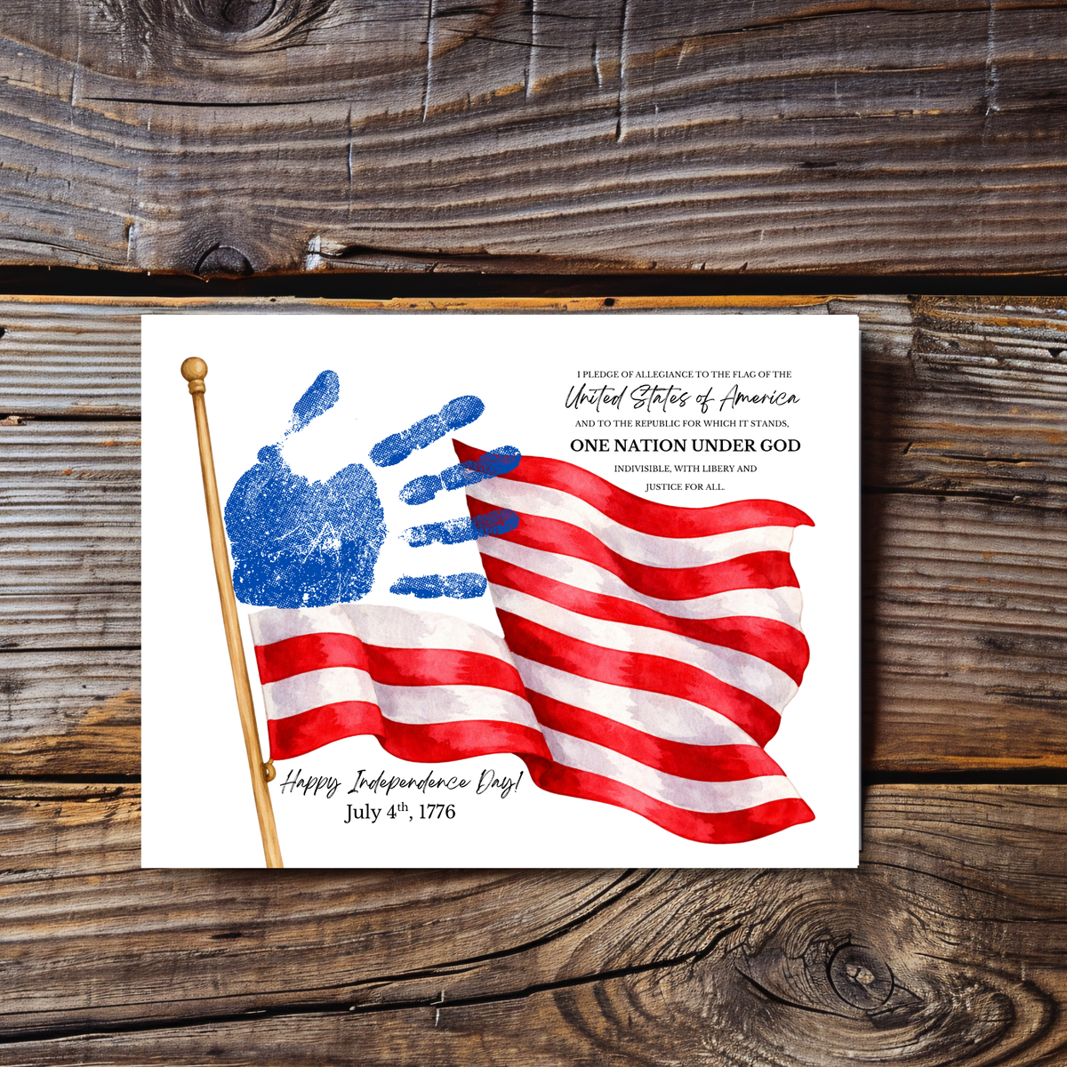 Happy Independence Day Handprint Craft Printable | July 4th Flag Handprint Art | Patriotic USA Keepsake Activity for Kids | Fourth of July Craft