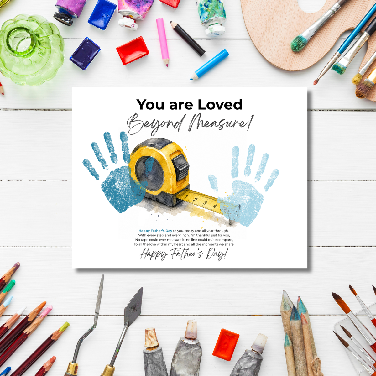Father’s Day Handprint Craft Printable | You Are Loved Beyond Measure | Measuring Tape Keepsake Gift from Kids | DIY Dad Gift