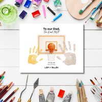 Basketball Handprint Craft for Dad, To Our Dad The Real MVP Printable, Father’s Day Basketball Keepsake from Kids, Sports Dad Gift