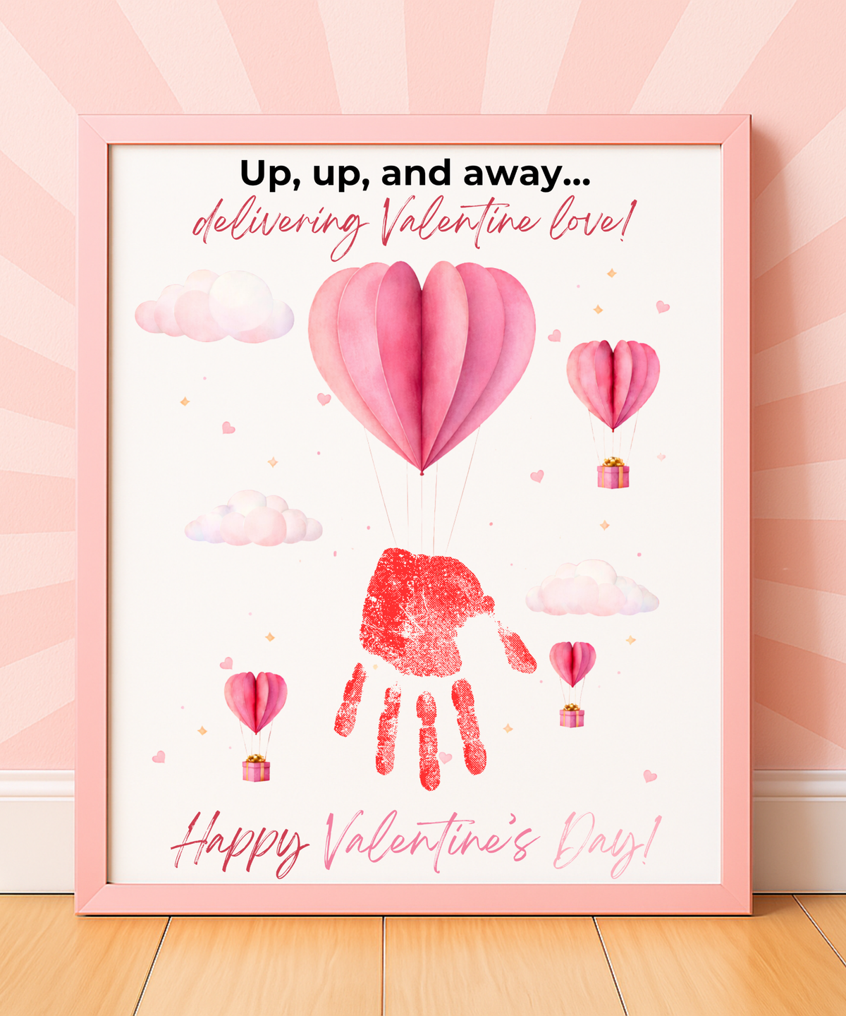 Valentine’s Day Handprint Craft Printable for Kids | Balloon Valentine Keepsake | Valentine Art PDF