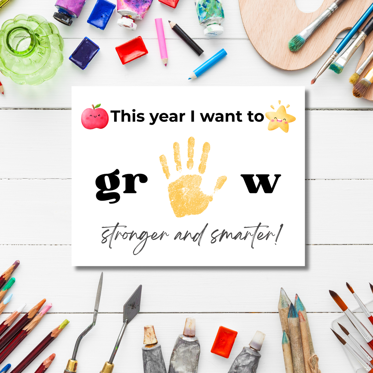 First Day of School Handprint Craft Printable | “This Year I Want to Grow” Keepsake | Back to School Activity for Kids | Preschool Kindergarten Craft
