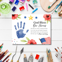 Christian Memorial Day Handprint Craft Printable | God Bless Our Heroes Keepsake | Patriotic Kids Activity | Sunday School PDF