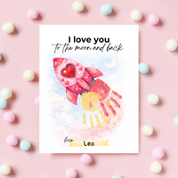 Valentine Rocket Handprint Craft Printable for Kids | “I Love You to the Moon and Back” Keepsake | Valentine Art PDF