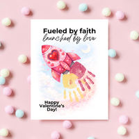 Valentine Rocket Handprint Craft Printable for Kids | Faith-Based Valentine Keepsake | Fueled by Faith Launched by Love PDF