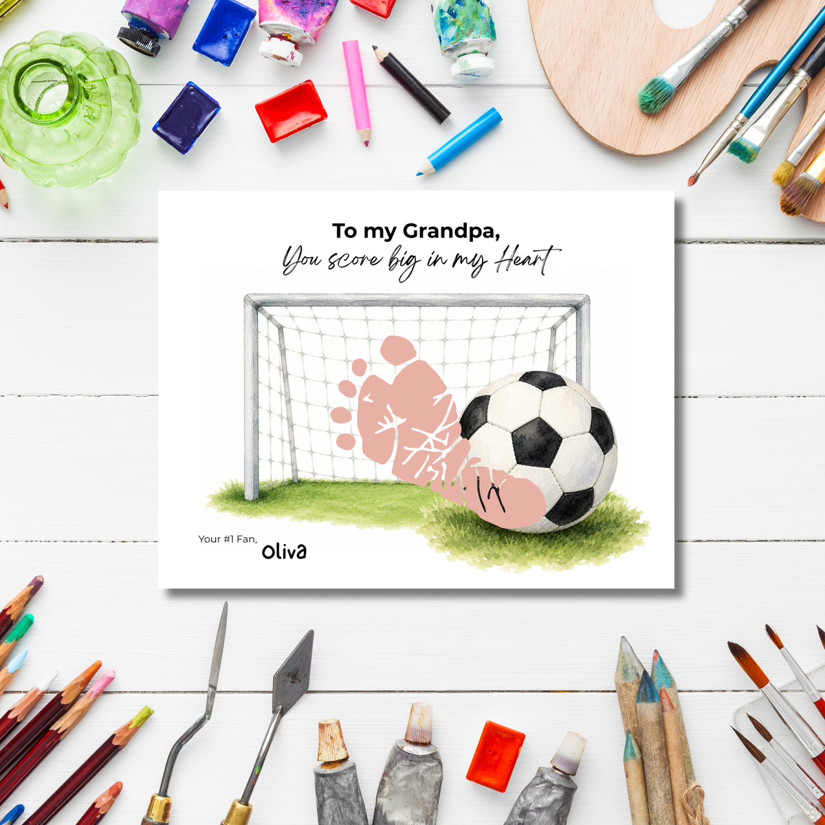 Soccer Grandpa Footprint Craft Printable, To My Grandpa You Score Big in My Heart, Grandpa Soccer Keepsake Gift, Sports Grandpa Gift from Kids