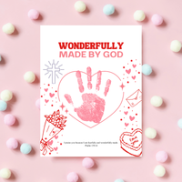 Valentine’s Day Christian Handprint Craft Printable | Wonderfully Made by God | Psalm 139:14 Kids Keepsake PDF