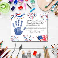 Christian July 4th Poem Handprint Craft Printable, 250 Years of Freedom, One Nation Under God, Patriotic Keepsake Activity for Kids