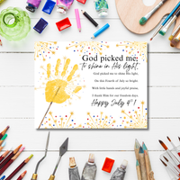 Christian July 4th Handprint Craft Printable | God Picked Me to Shine His Light | Patriotic Kids Keepsake Activity