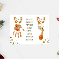 Christmas Reindeer Handprint & Footprint Craft | Reindeer Names Printable | Preschool Christmas Keepsake | Holiday Handprint Activity | Reindeer Footprint Art