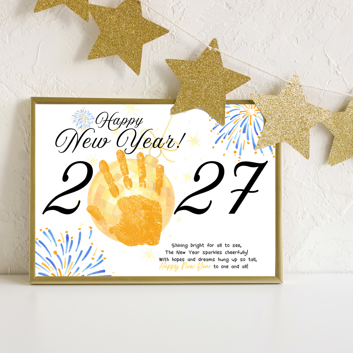 Happy New Year 2027 Handprint Craft Printable | New Year's Eve Keepsake | Preschool New Year Activity | January Classroom Craft | Winter Handprint Art